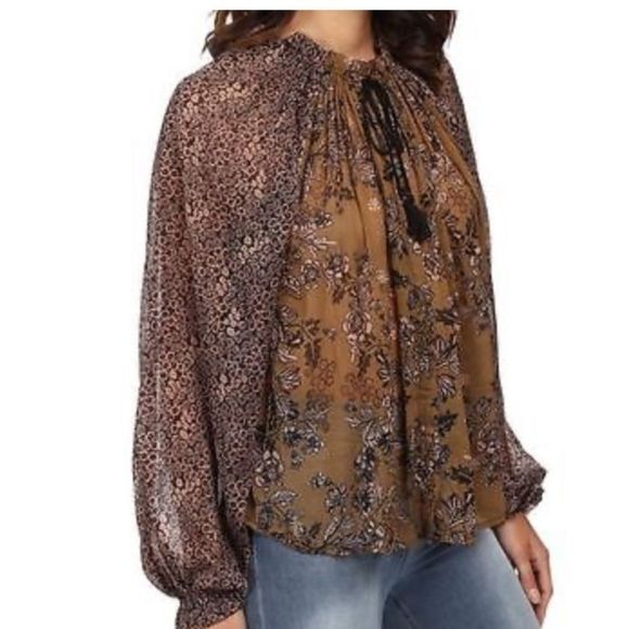 Free People Tops - Free People Hendrix print semi sheer boho blouse